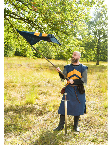 Stendardo medieval a strisce, blu-giallo