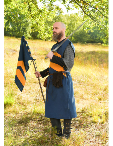 Stendardo medieval a strisce, blu-giallo