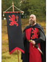 Stendardo medieval design Leones, nero-rosso