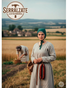 Capelina medieval in pelle modello Lope, colore bottiglia... 2