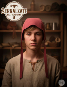 Capelina medieval in pelle modello Lope, colore granata