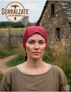 Capelina medieval in pelle modello Lope, colore granata 2