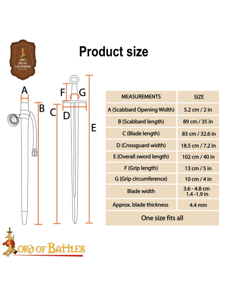 Spada Normanna Forgiata a Mano Pomolo...