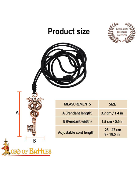 Pendente chiave drago bronzo potere...