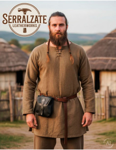 Borsa celtica artigianale in pelle per guardaboschi, nera 2