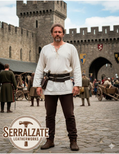 Cintura medievale doppia smontabile in pelle, marrone scuro