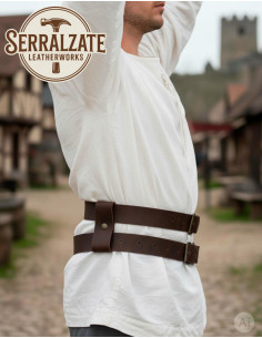 Cintura medievale doppia smontabile in pelle, marrone scuro 2