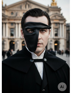 Maschera d'opera in pelle con tocco misterioso e cattivo