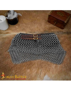 Gorgiera a rete medievale in acciaio con pelle, anelli 9 mm 2