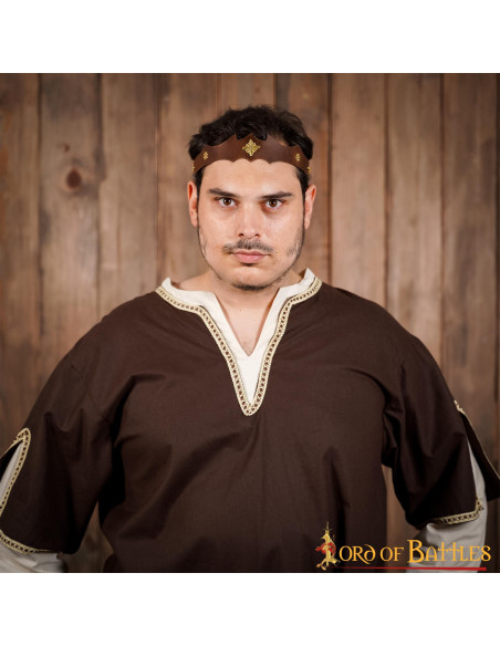 Diadema in cuoio e ottone per...