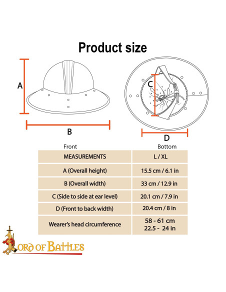 Elmo medieval Kettle da fanteria inglese