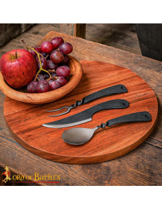 Set di posate medievali in acciaio inox, con custodia in...