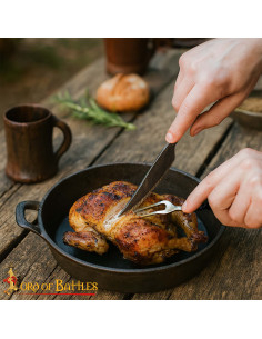 Set di posate medievali in acciaio inox, con custodia in... 2