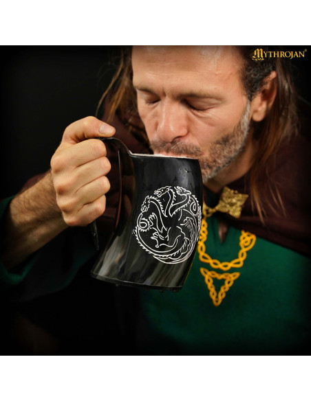 Boccale vichingo in corno di bue con...