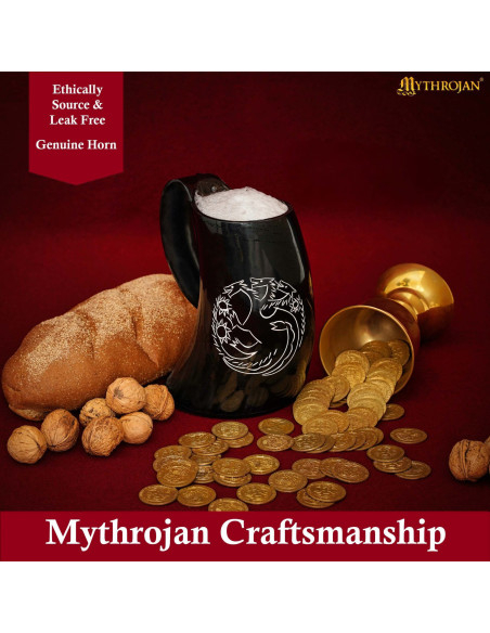 Boccale vichingo in corno di bue con...