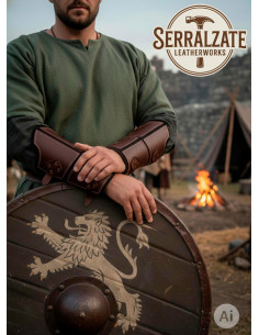 Bracciali in vera pelle marrone guerriero medievale 2