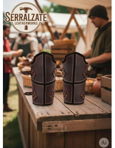 Bracciali in vera pelle marrone guerriero medievale