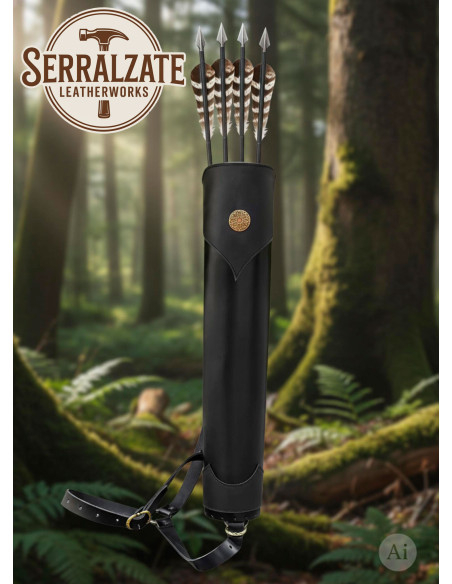 Fodero in vera pelle nera per schiena