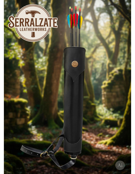 Fodero in vera pelle nera per schiena