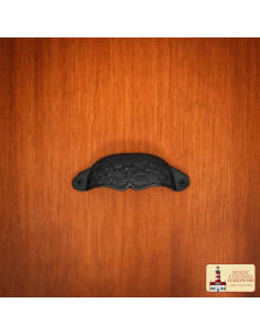 Maniglia rustica in ghisa a foglia per armadietto