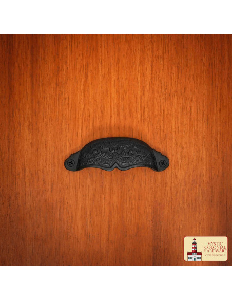 Maniglia rustica in ghisa a foglia...