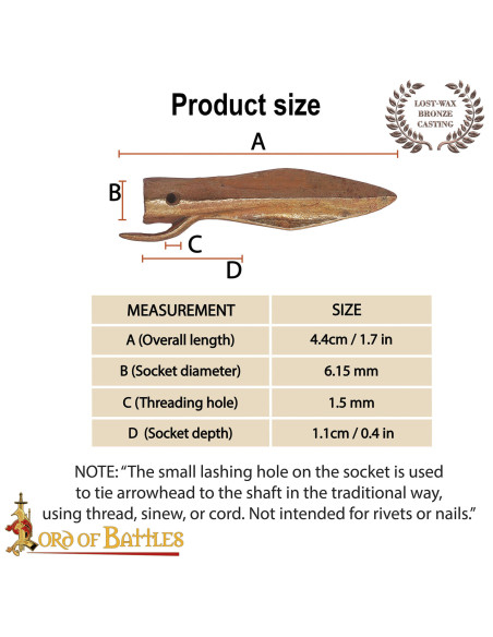 Punta di freccia storica in bronzo S....