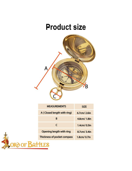 Bussola da tasca in ottone medievale...