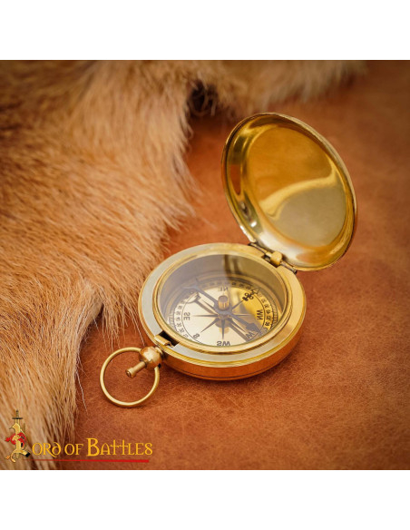 Bussola da tasca in ottone medievale...