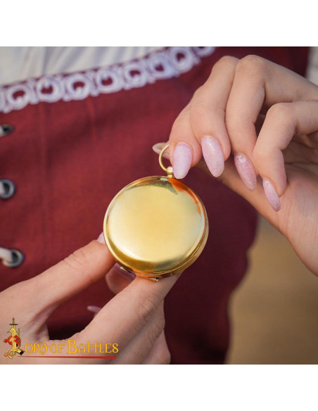 Bussola da tasca in ottone medievale...