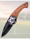 Coltello Calcio Palla Acciaio Filo Nero Legno Faggio