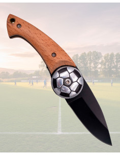 Coltello Calcio Palla Acciaio Filo Nero Legno Faggio 2