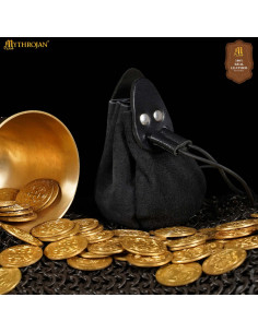 Sacca medievale in camoscio con cordino per cintura 2