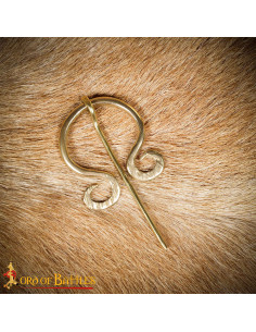 Chiusura vichinga per mantello in ottone dorato lucido