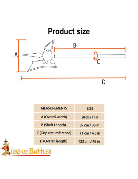 Alabarda medieval forgiata, legno...