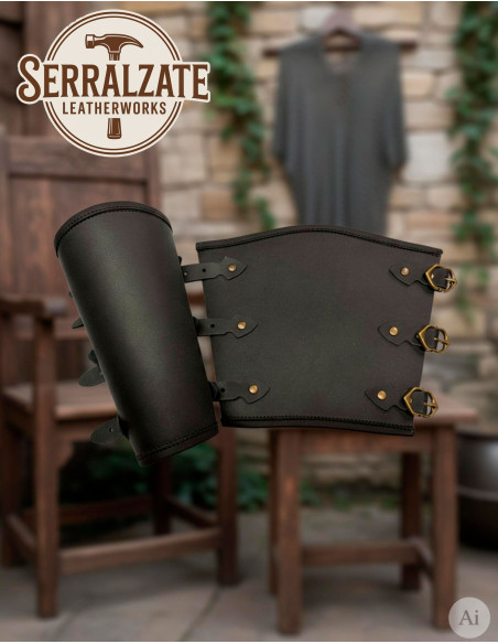 Bracciali medievali per guerrieri, neri