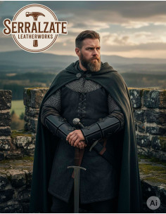 Grebe da guerriero medievale in vera pelle nera 2