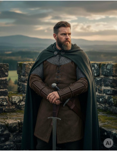 Gambali da guerriero medievale in vera pelle marrone