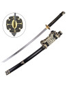 Katana decorativa Giapponese nera con dettagli in ottone