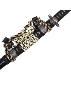 Katana decorativa giapponese tradizionale nera, dettagli... 2
