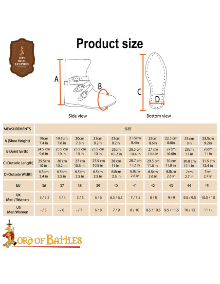 Stivaletti medievali in cuoio marrone...