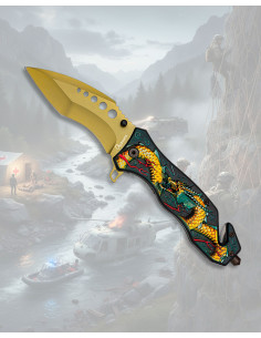 Coltello tattico di salvataggio Albainox drago giallo