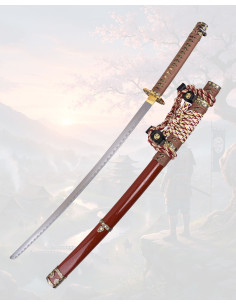 Tachi decorativo 102 cm acciaio satinato con fodero granata