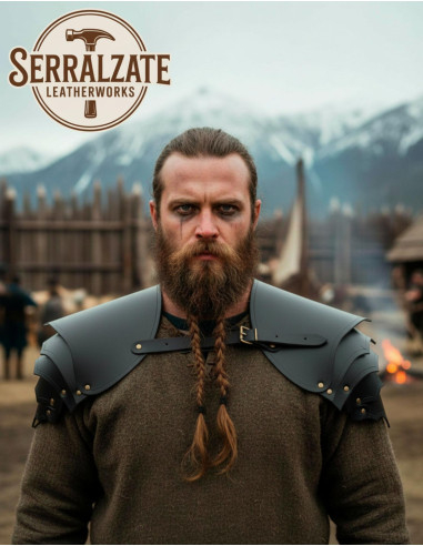 Spalline guerriero vichingo in pelle nera