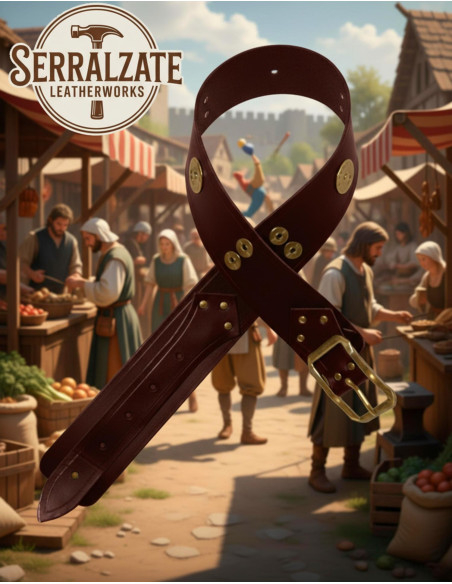 Cintura larga medieval in pelle...