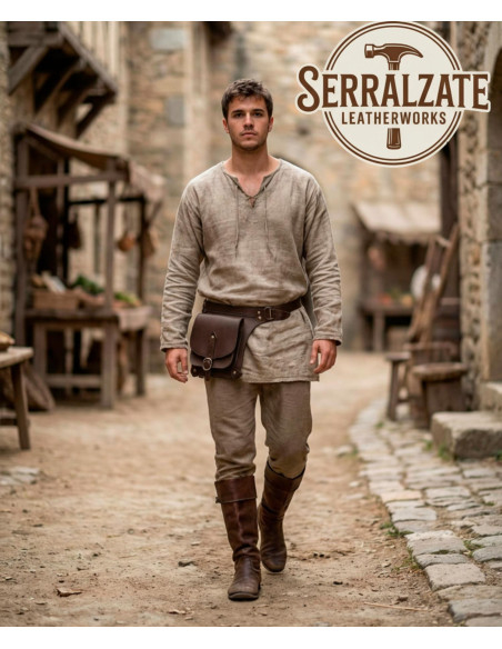 Borsa medievale in pelle di alta...