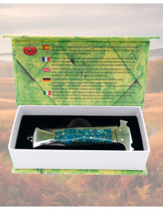 Coltello tascabile in acciaio specchiato manico blu 9,3 cm 2