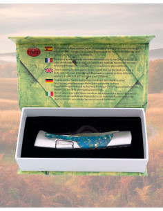 Coltello Third in acciaio 440 con manico acrilico blu... 2