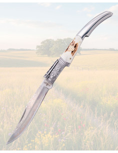 Coltello di Carracca in Damasco e Corno di Cervo Artigianale