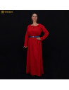 Vestito medieval lungo in cotone modello Maiden, colore rosso