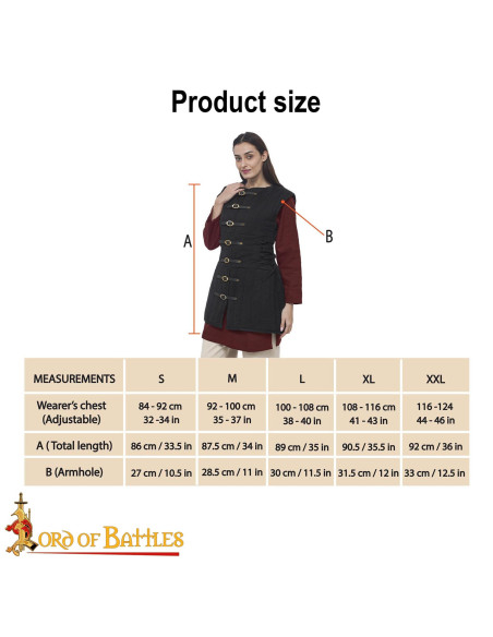 Gambesone medievale senza maniche per...